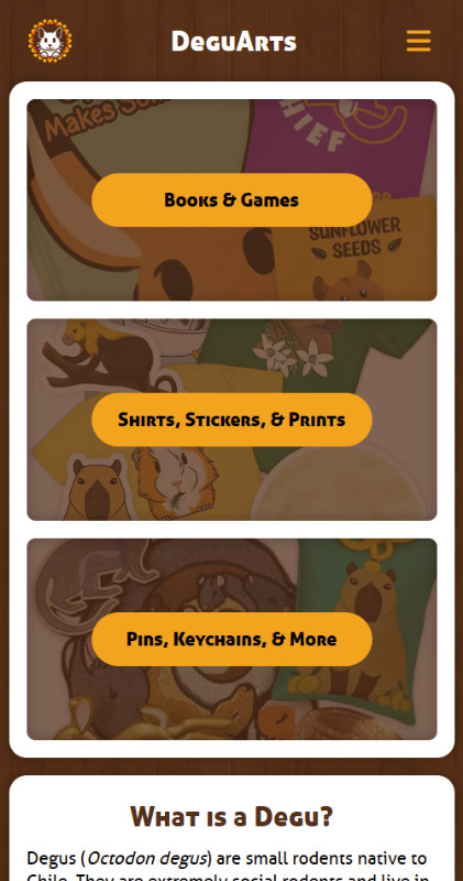 DeguArts Mobile Website Screenshot